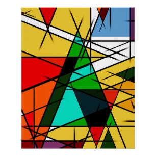 Póster Triángulo moderno geométrico colorido