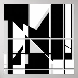 Póster Triángulos blancos negros en el diseño abstracto d