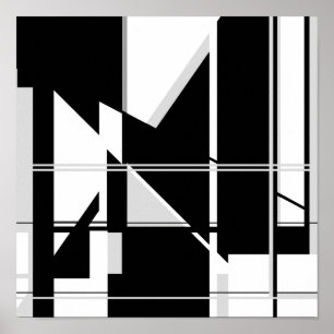 Póster Triángulos blancos negros en el diseño abstracto d