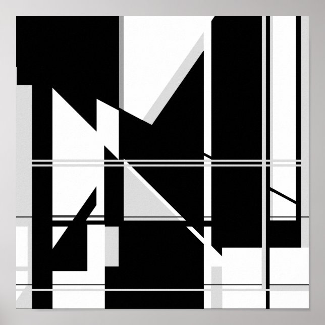 Póster Triángulos blancos negros en el diseño abstracto d (Frente)