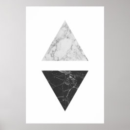 Póster Triángulos de mármol blanco y negro