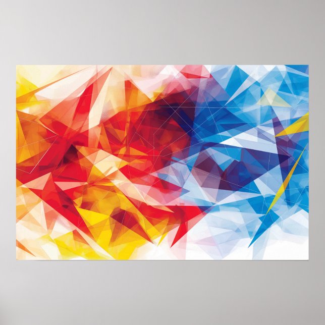 Póster Triángulos en colores primarios vibrantes (Frente)