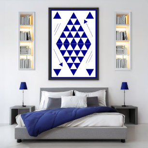 Póster Triángulos geométricos azules