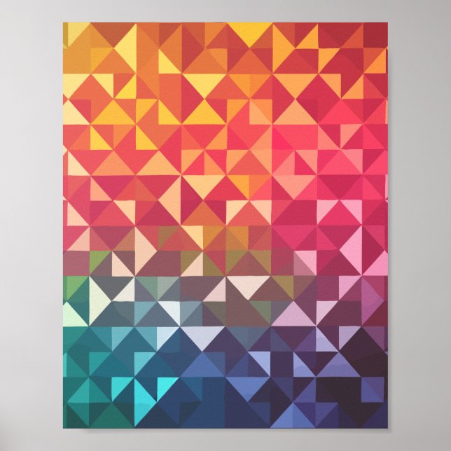 Póster Triángulos geométricos coloridos (Frente)