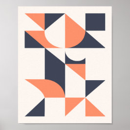 Póster Triángulos Geométricos Minimalistas y Formas Curva