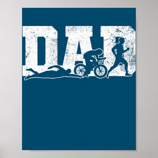 Póster Triathlon Dad Swim Bike Run Father's Day (Frente)