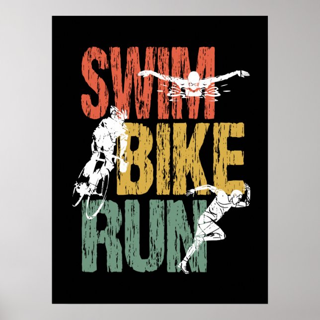 Póster Triathlon Vintage Swike Run (Frente)