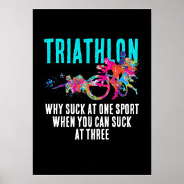 Póster Triatlón Divertido Cita Magenta Y Turquesa Splashy