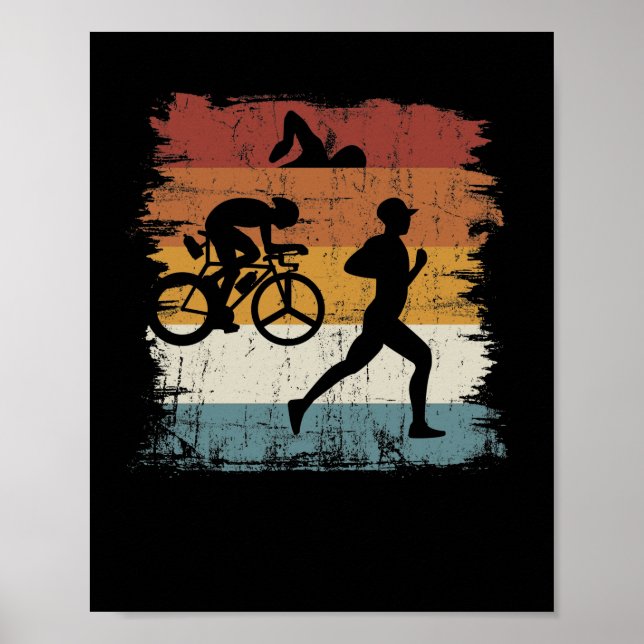 Póster Triatlón retro (Frente)
