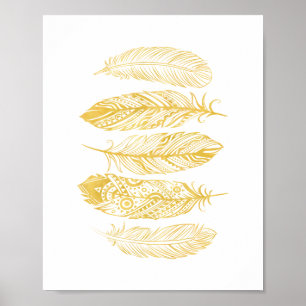 Poster tribal de la impresión de la pluma amarilla