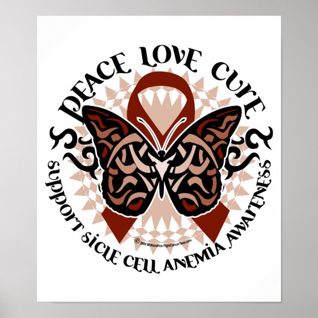 Póster Tribal de mariposa anemia anemia de células falcif (Frente)