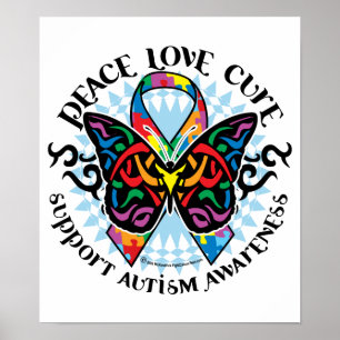 Póster Tribal de mariposa de autismo 2
