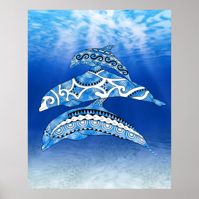 Póster Tribal Dolphins (Frente)