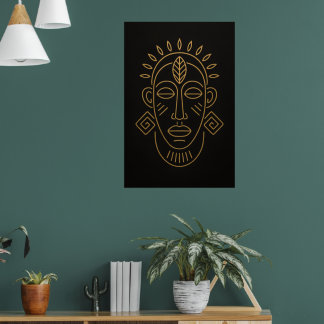 Póster Tribal Essence | African Face Motif Art Print