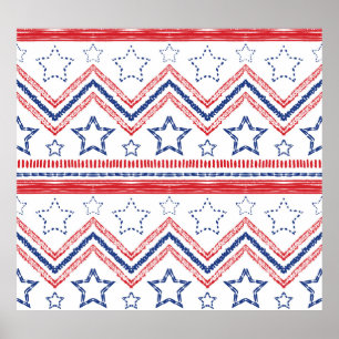Póster Tribal patriótica azul rojo, símbolos estadouniden