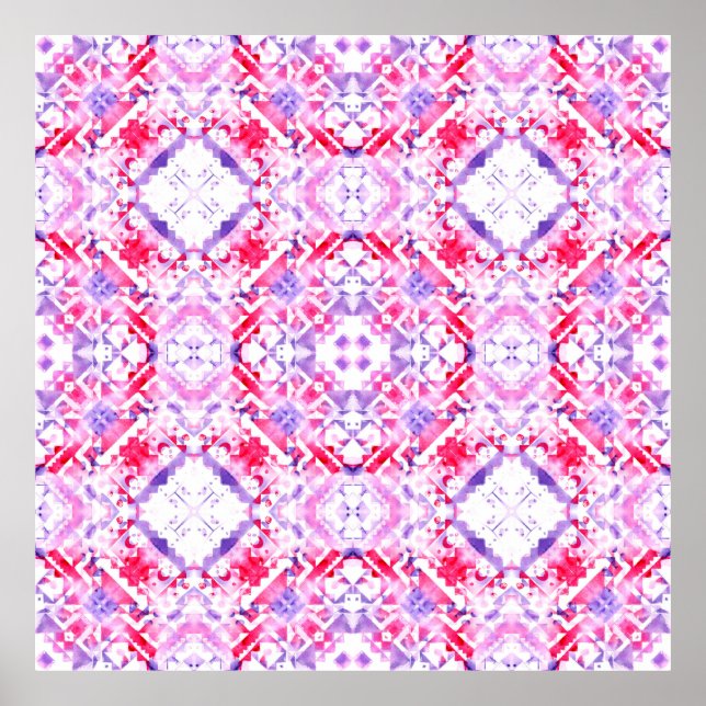 Póster Tribal seamless pattern. Hand-painted grunge water (Frente)