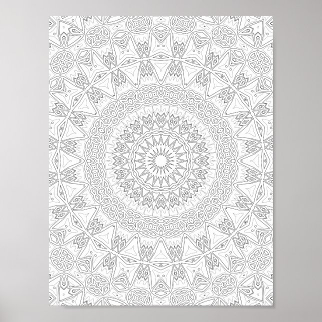 Póster Tribal Starburst Coloring Page Pattern Artwork (Frente)