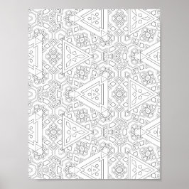 Póster Tribal Triangle Pattern Coloring Page Geometric
