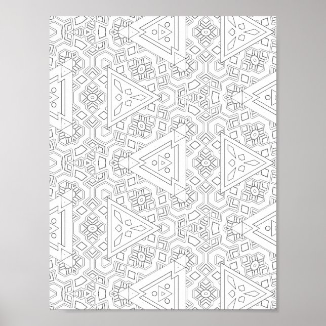 Póster Tribal Triangle Pattern Coloring Page Geometric (Frente)