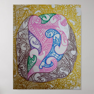 Póster Tribe3 Abstracto Maori Kowhaiwhai por RRW