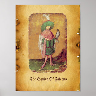 Póster Tribunal Alemán Antiguo Tarots/escudero de Falcons