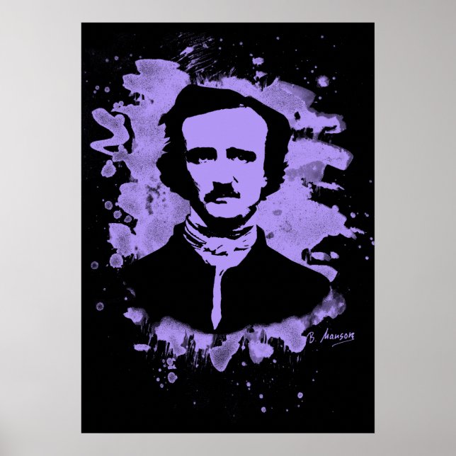 Póster Tributo a Edgar Allan Poe (violeta) (Frente)
