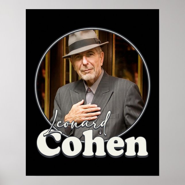 Póster Tributo de Leonard Cohen Retro Portrait FanArt (Frente)