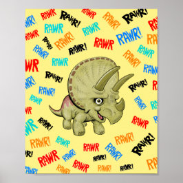 Póster Triceratops dice "¡Rawr!"