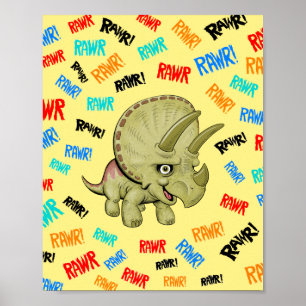 Póster Triceratops dice "¡Rawr!"