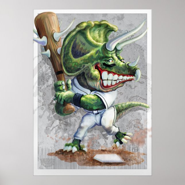 Póster Triceratops Dino Baseball (Frente)