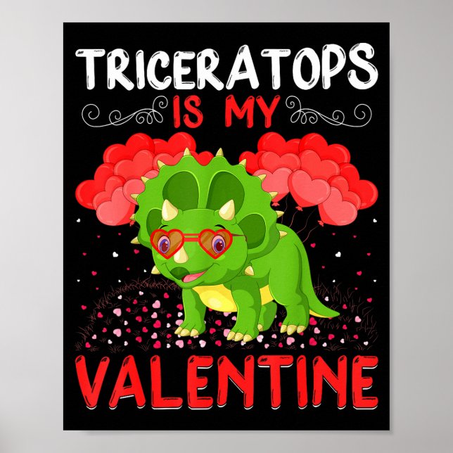 Póster Triceratops Is My Valentine Funny Triceratops Vale (Frente)