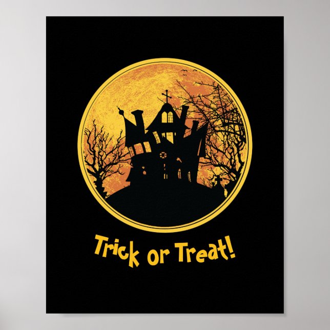 Póster Trick nocturno de Halloween o casa de luna llena (Frente)