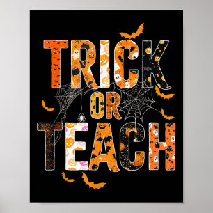 Póster Trick O Enseñar Graciosa Camisa De Maestra Hallowe