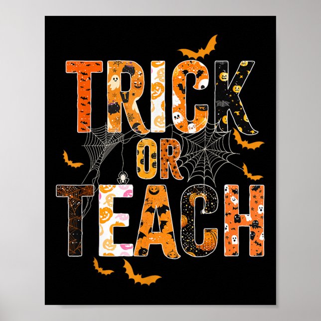 Póster Trick O Enseñar Graciosa Camisa De Maestra Hallowe (Frente)
