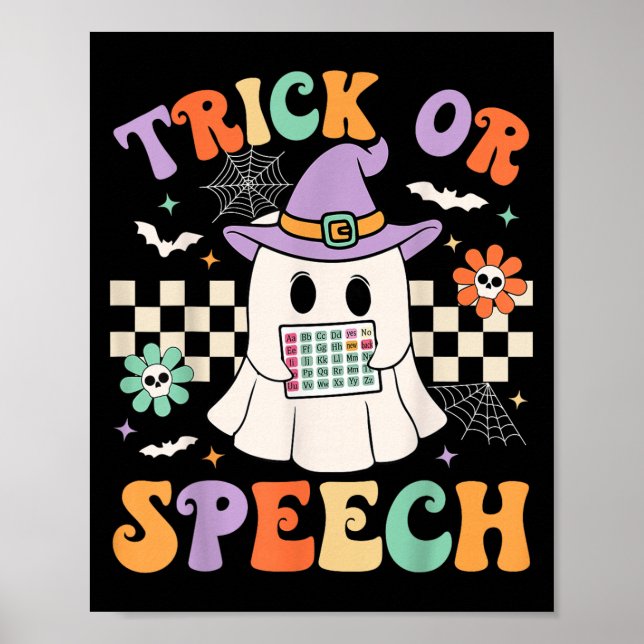 Póster Trick O Speech Halloween Slp Terapia De Discurso R (Frente)