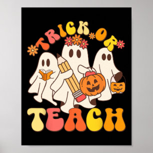 Póster Trick O Teach Ghost Halloween Teacher Estética