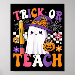 Póster Trick O Teach Teacher Lápiz Famoso Halloween