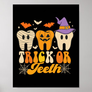 Póster Trick O Teeth Vestidos De Halloween Dental Istant 