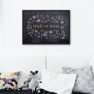 Póster Trick o tratar Vintage Chalkboard Halloween