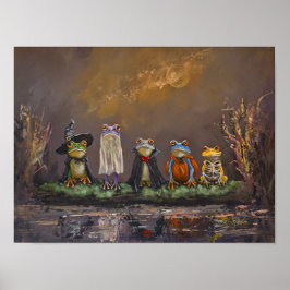 Póster Trick or Croak pintado a mano halloween