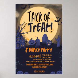Póster Trick or Treat Halloween Dance Party Invitation🎃