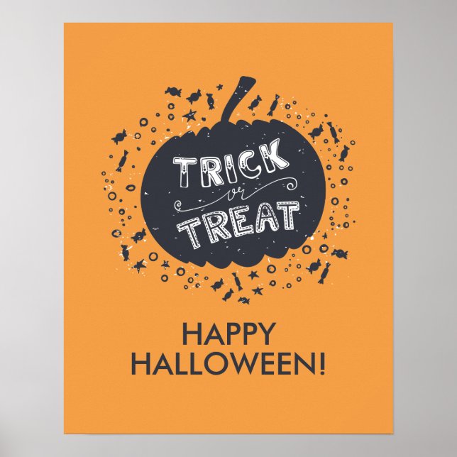 Póster Trick Or Treat Pumpkin Happy Halloween Poster (Frente)