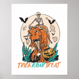 Póster Trick Rawr Tret T Rex Dinosaur Skeleton Halloween