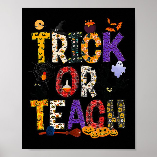 Póster Trick Retro O Enseñanza Profesora Halloween Vestid (Frente)