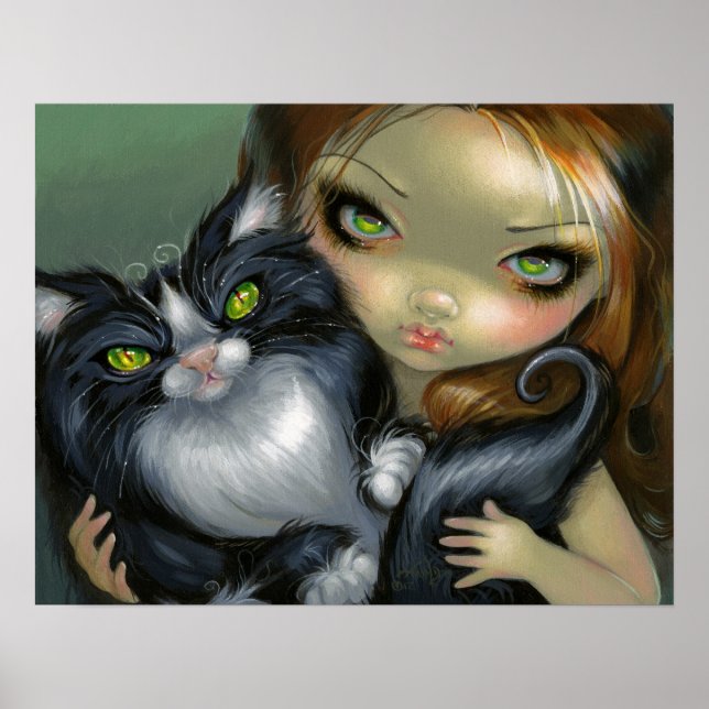 Póster Tricksy Tuxedo Cat ART PRINT gato gran gato hada (Frente)