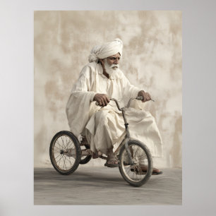 Póster Tríclica de Vintage con atuendo tradicional indio