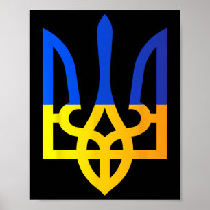 Póster Tridente de Ucrania Símbolo Nacional Bandera Ucran