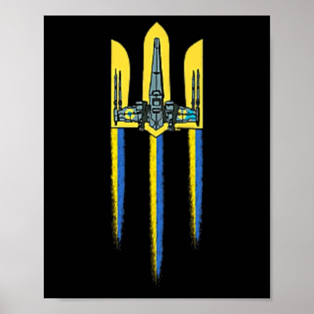 Póster Tridente de Ucrania Tryzub Símbolo Cresta Logo Ucr (Frente)