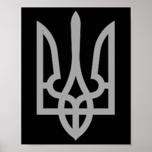 Póster Tridente Tryzub Símbolo Escudo de Ucrania Brea