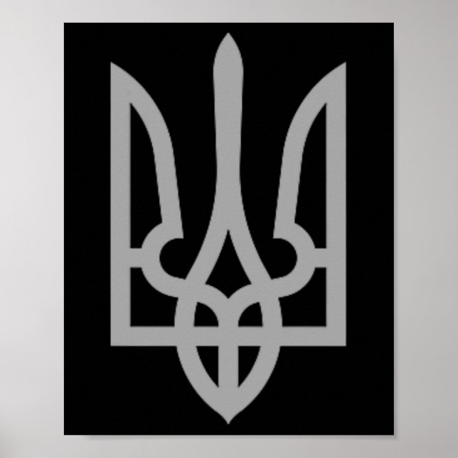 Póster Tridente Tryzub Símbolo Escudo de Ucrania Brea (Frente)
